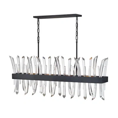 Fredrick Ramond 4 - Light Unique Rectangle Chandelier With Crystal Accents In Black