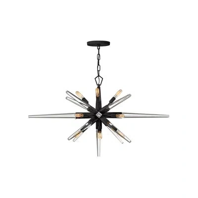 Fredrick Ramond Ariel 12-light Orb Starburst Chandelier W/ Crystal Spires In Black