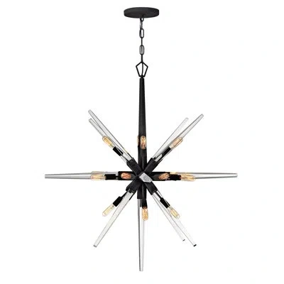 Fredrick Ramond Ariel 16-light Orb Starburst Chandelier W/ Crystal Spires In Black