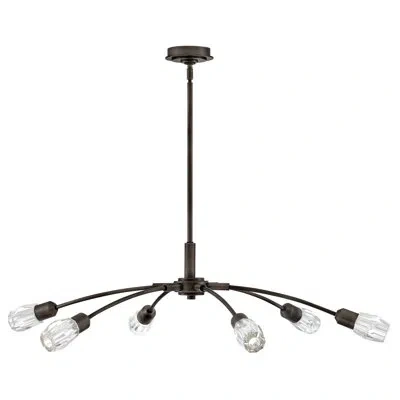 Fredrick Ramond Atera Six Light Single Tier Chandelier W/ Faceted Clear Crystal Glass Shades In Black Oxide