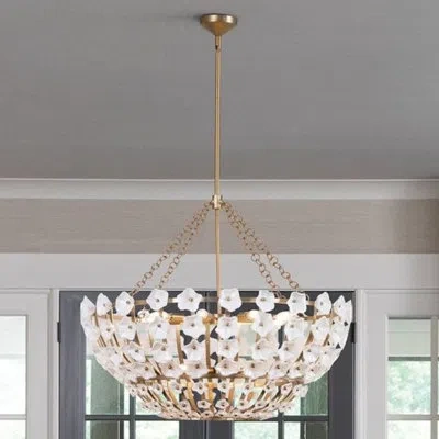 Fredrick Ramond Azalea Large Chandelier In Distressed Brass