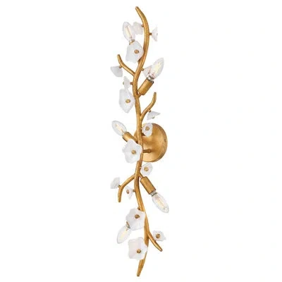 Fredrick Ramond Azalea Wall Sconce In Frosted;distressed Brass