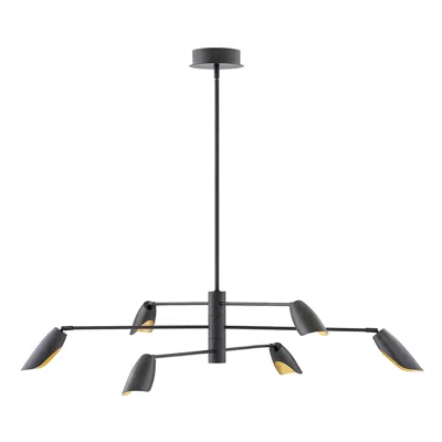 Fredrick Ramond Bowery 50" Black 6-light Modern Chandelier