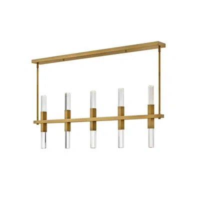 Fredrick Ramond Cecily 10-light Linear Pendant With Faceted Crystal Rods In Heritage Brass