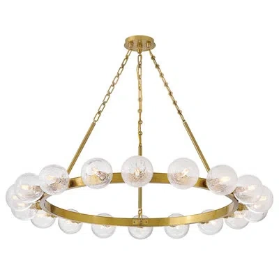 Fredrick Ramond Coco 18-light Single Tier Chandelier W/ Crackle Glass Globes In Brass