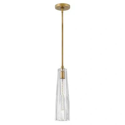 Fredrick Ramond Cosette Single Light Adjustable Pendant W/ Thick Crystal-cut Shade In Clear Glass