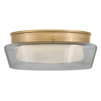 Fredrick Ramond Demi 15.75-in Integrated Led Flush Mount Light W/ Cased Opal And Smoke Shade In Heritage Brass