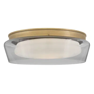 Fredrick Ramond Demi 22-in Integrated Led Flush Mount Light W/ Cased Opal And Smoke Shade In Heritage Brass