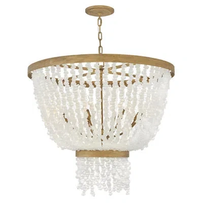 Fredrick Ramond Dune Eight-light Hand-strung Sea Glass Single Tier Chandelier In Burnished Gold