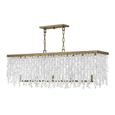 Fredrick Ramond Dune Five-light Hand-strung Sea Glass Single Tier Chandelier In Burnished Gold