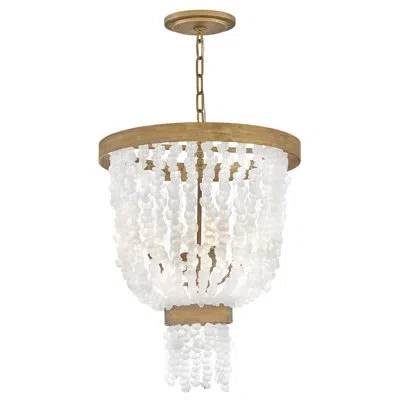 Fredrick Ramond Dune Four-light Hand-strung Sea Glass Pendant Fixture In Burnished Gold