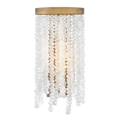 Fredrick Ramond Dune Single Light Hand-strung Sea Glass Wall Sconce In Burnished Gold