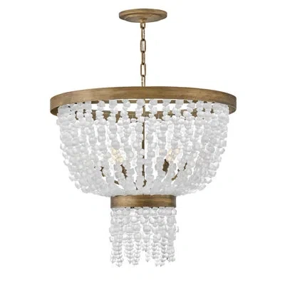 Fredrick Ramond Dune Six-light Hand-strung Sea Glass Single Tier Chandelier In Burnished Gold