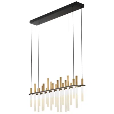 Fredrick Ramond Echo 38 3/4" Led Brass And Black Linear Chandelier