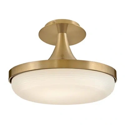 Fredrick Ramond Elsa Integrated Led Convertible Pendant W/ Cased Opal Glass In Lacquered Brass