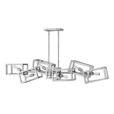 Fredrick Ramond Ensemble Six Light Linear Geometric Square Chandelier In Polished Nickel