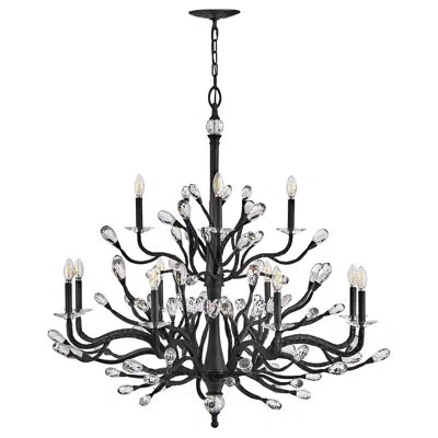 Fredrick Ramond Eve 12 - Light Steel Dimmable Chandelier In Brushed Graphite