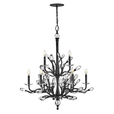 Fredrick Ramond Eve 9 - Light Steel Dimmable Chandelier In Brushed Graphite