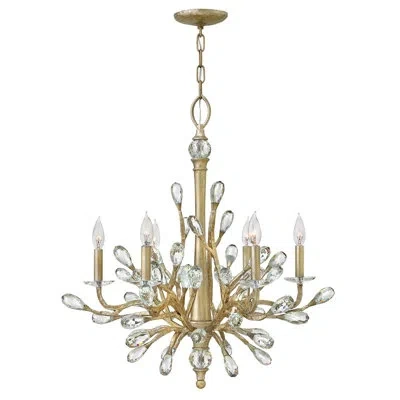 Fredrick Ramond Eve Six-light Single Tier Chandelier With Faceted Clear Crystal Knobs In Champagne Gold