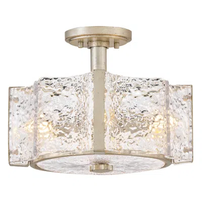 Fredrick Ramond Florian 14 1/4" Silver And Pressed Glass Ceiling Light
