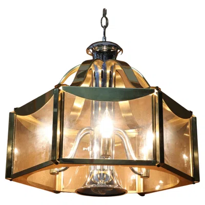 Pre-owned Fredrick Ramond Frederic Ramond Glass And Chrome Mid-century Modern Chandelier In Sand