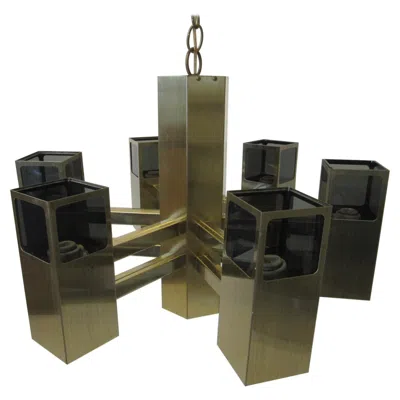 Pre-owned Fredrick Ramond Frederick Ramond Century 70's Bronze Brass Chandelier In Black