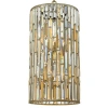 Fredrick Ramond Gemma Six-light Tall Drum Pendant W/ Crystal Rectangular Prisms In Silver Leaf