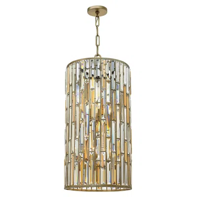 Fredrick Ramond Hinkley Gemma 16" Wide Silver Leaf 2-tier Drum Pendant Light
