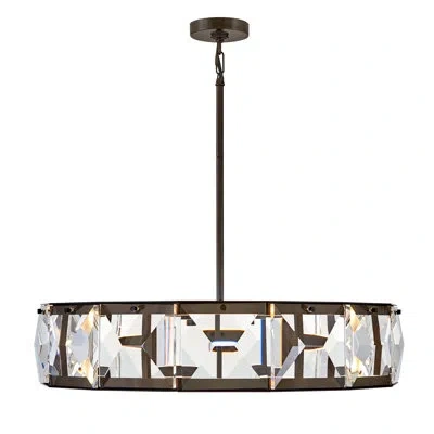 Fredrick Ramond Jolie Integrated Led Drum Chandelier W/ Crystal Accents In Black Oxide