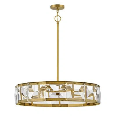 Fredrick Ramond Jolie Integrated Led Drum Chandelier W/ Crystal Accents In Heritage Brass