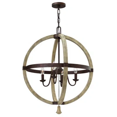 Fredrick Ramond Middlefield 4-light Candle Style Globe Chandelier In Weathered Ash;iron Rust