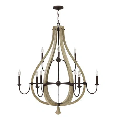 Fredrick Ramond Middlefield Nine-light Two Tier Candle-style Chandelier In Iron Rust With Weathered Ash