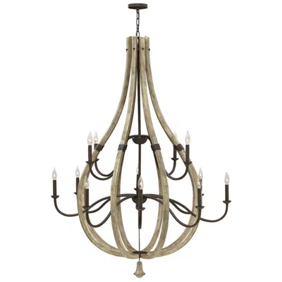 Fredrick Ramond Middlefield Open Frame Two Tier Chandelier 48" Iron Rust