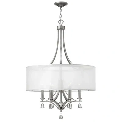 Fredrick Ramond Mime 6 - Light Candle Style Drum Chandelier With Crystal Accents In Brushed Nickel