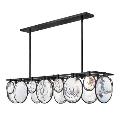 Fredrick Ramond Nala Eight-light Linear Chandelier W/ Multi-faceted Optic Crystal Glass In Black