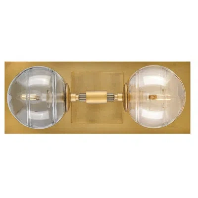 Fredrick Ramond Oberon 18" Two-light Led Globe Wall Sconce In Heritage Brass