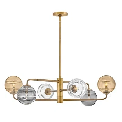 Fredrick Ramond Oberon Six-light Led Adjustable Single Tier Globe Chandelier In Gold;antique Brass;brass;polished Brass;