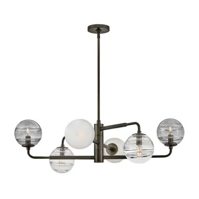 Fredrick Ramond Oberon Six-light Led Adjustable Single Tier Globe Chandelier In Matte Black;satin Black