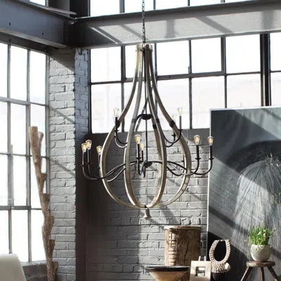 Fredrick Ramond Oceane Twelve-light Two Tier Candle-style Chandelier In Iron Rust With Weathered Ash