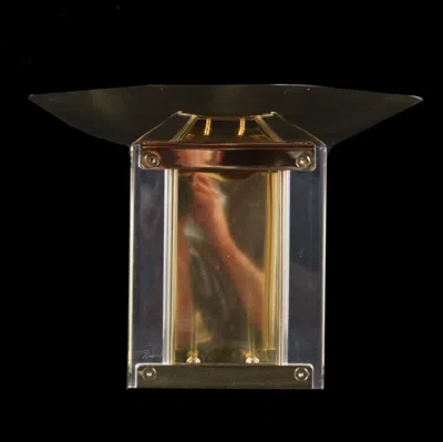 Pre-owned Fredrick Ramond Pair Of  Brass And Lucite Torcher Wall Sconces In Transparent