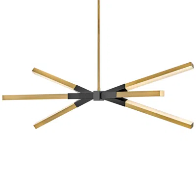 Fredrick Ramond Rae 39" Brass And Black Modern Led Linear Chandelier