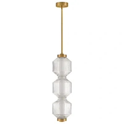 Fredrick Ramond Reign 28.5" Three-light Integrated Led Convertible Pendant In Lacquered Brass