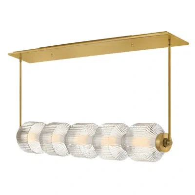 Fredrick Ramond Reign 45" Five-light Integrated Led Linear Chandelier In Lacquered Brass