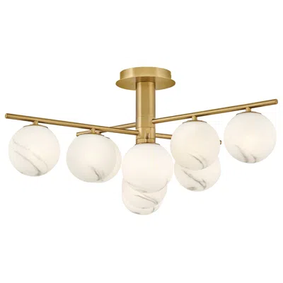 Fredrick Ramond Selene 30" Wide Lacquered Brass 9-light Ceiling Light