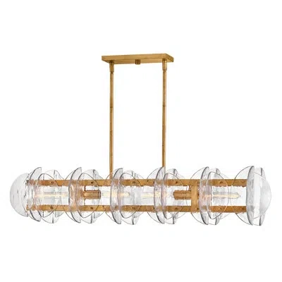 Fredrick Ramond Seraphina 4 - Light Steel Dimmable Kitchen Island Chandelier In Gold,clear,distressed Brass