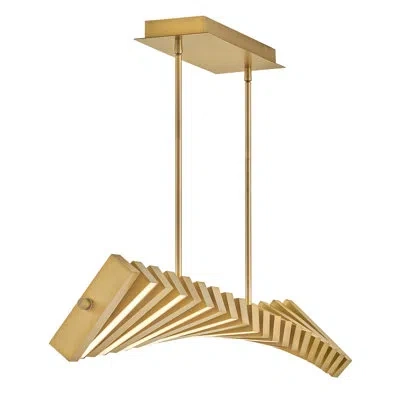 Fredrick Ramond Stitch 42" Integrated Led Articulating Linear Chandelier In Lacquered Brass
