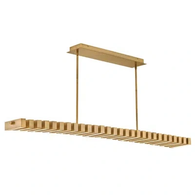Fredrick Ramond Stitch 58.75" Integrated Led Articulating Linear Chandelier In Lacquered Brass