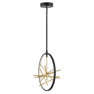 Fredrick Ramond Styx Integrated Led Open Frame Circular Pendant - Black W/ Gilded Gold Branches