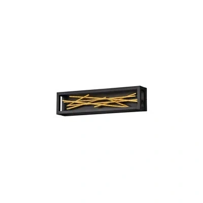 Fredrick Ramond Styx Integrated Led Rectangle Wall Sconce - Black W/ Gilded Gold Branches