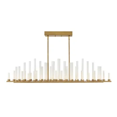 Fredrick Ramond Trinity 50 - Light Kitchen Island Linear Led Pendant In Heritage Brass